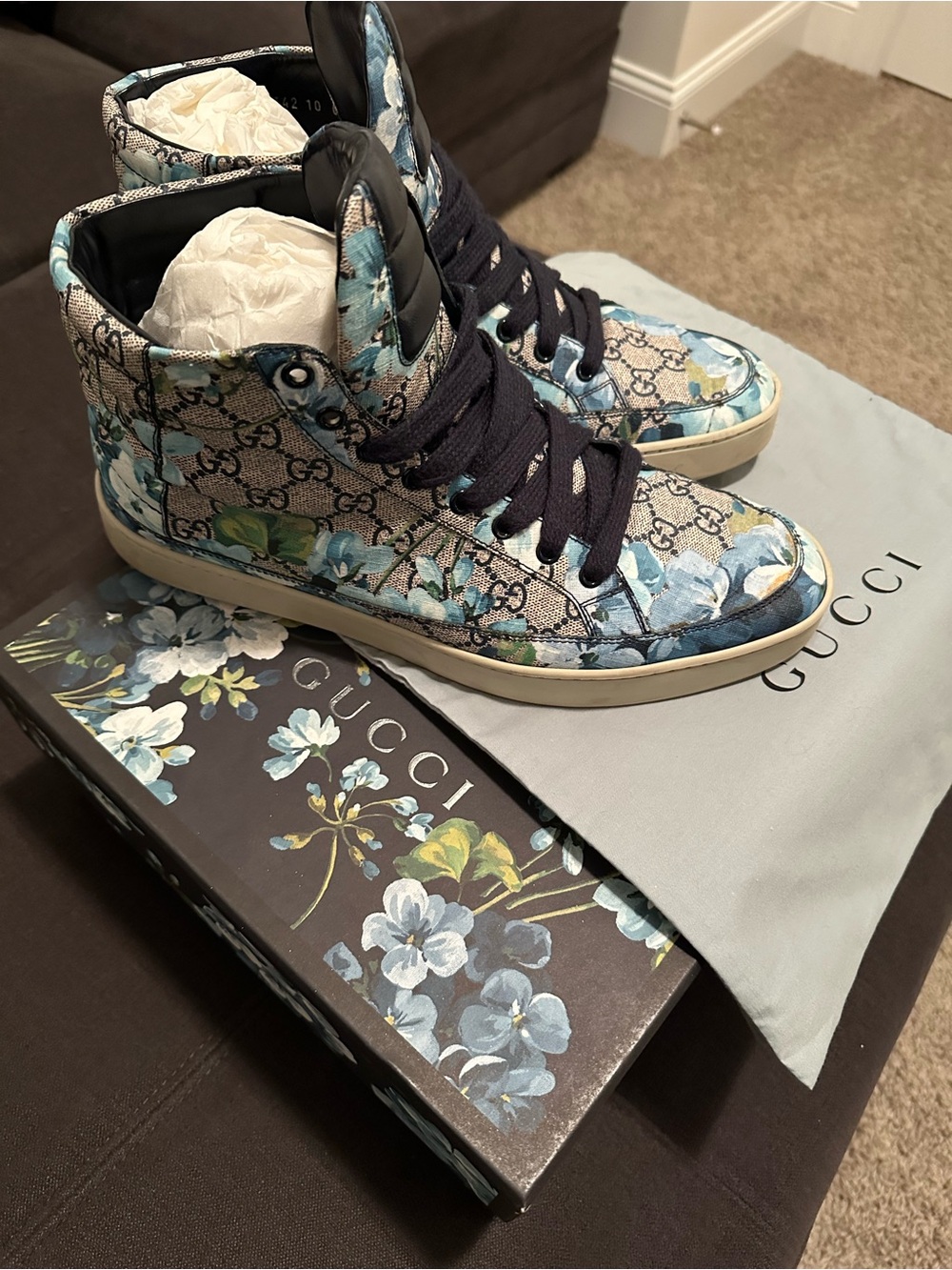 Gucci Blooms Blue High Tops - Gucci 10 (US 11) - Picture 2 of 5